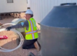 Temporary water and sewer storage system built for a solar field project in the Antelope Valley