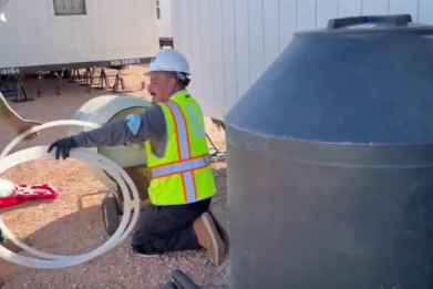 Temporary water and sewer storage system built for a solar field project in the Antelope Valley
